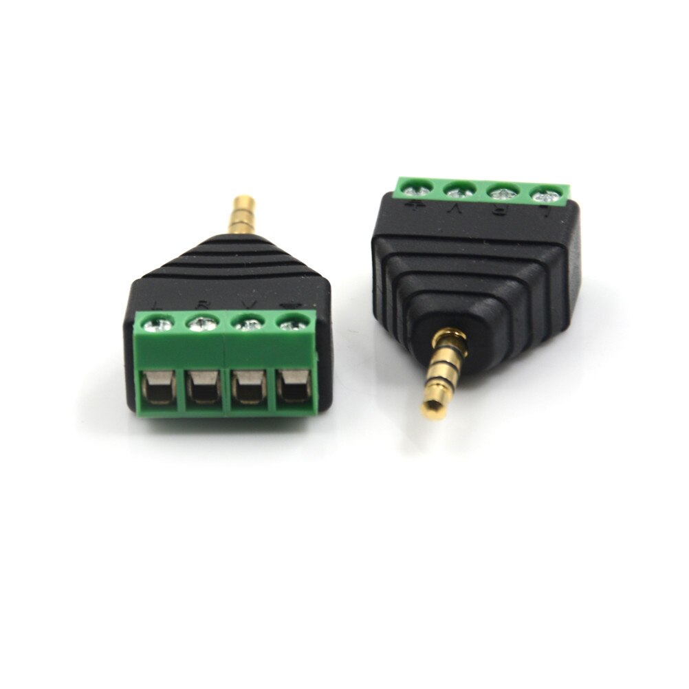 3.5 mm male 4 pin Terminal Block Plug connector Video AV Balun 3.5mm 4 Pole Stereo Male to AV Screw Terminal Stereo Jack