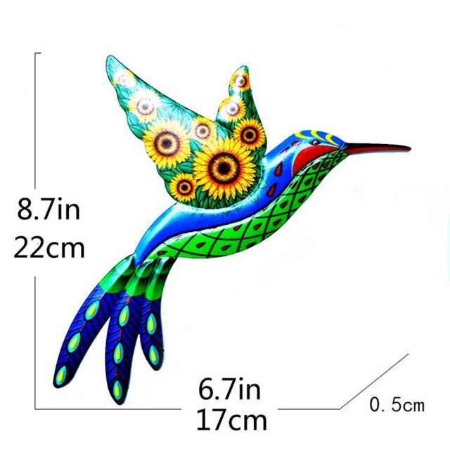 Oiseau colibri en fer forgé, artisanat d&#39;art Mural pour salon, jardin, bureau, décoration murale de chambre à coucher: green blue