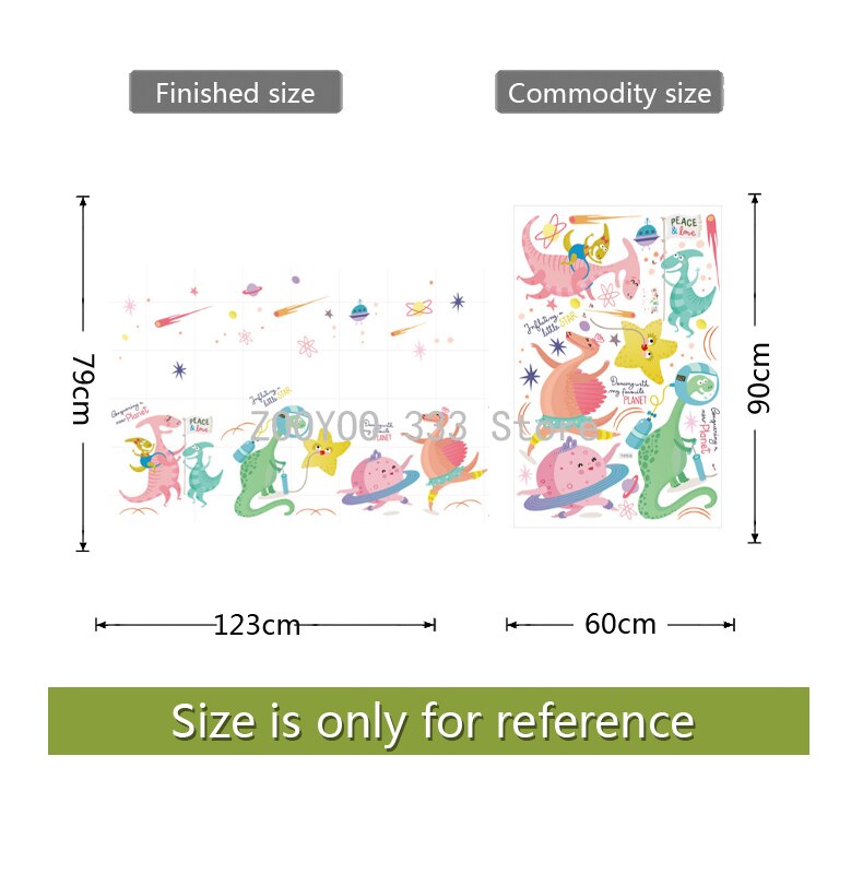 Dinosaur Shaped Wall Stickers, 4 Styles, Nursery Decor, Cartoon Animal Girl Boy, Aesthetic Wallpaper, Art: 04