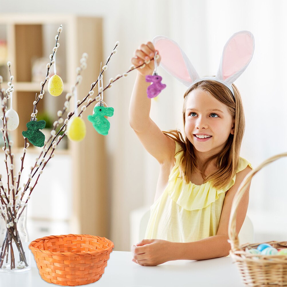 2pcs Storage Basket Durable Practical Easter Basket Fruits Basket Bamboo Baskets for Home Easter Festival