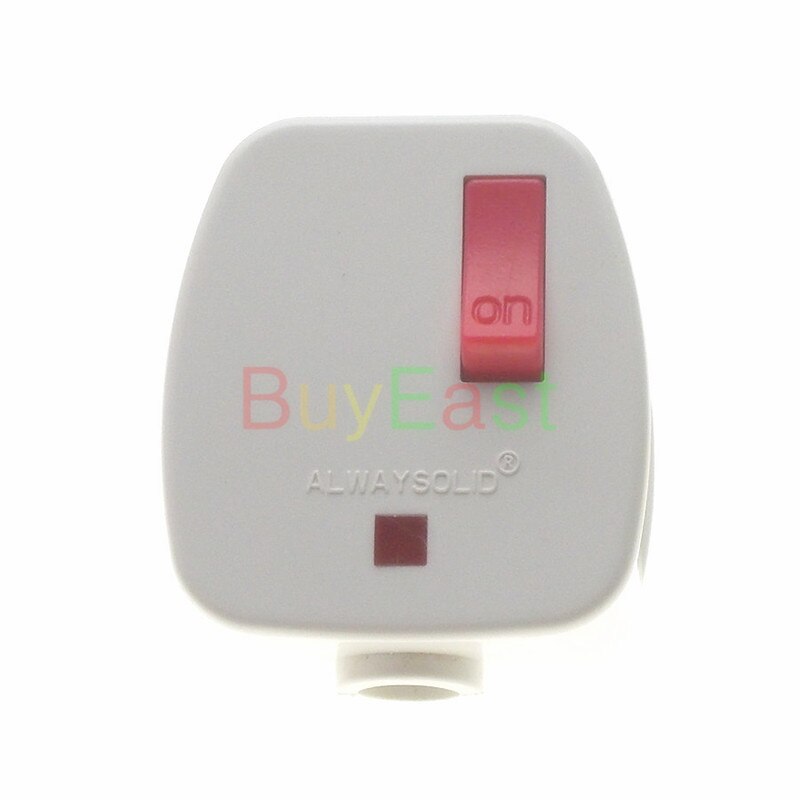 Australian, Zealand China 3-Pin DIY Rewireable Plug 250V 10A w/ Main Power Switch LED Indicator