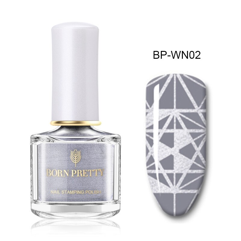 Geboren Pretty Wit Zwart Kleur Nail Stempelen Polish Christmas Serie 6 Ml Nail Art Varnish Diy Stempelen Polish Vernis: BP-WN02