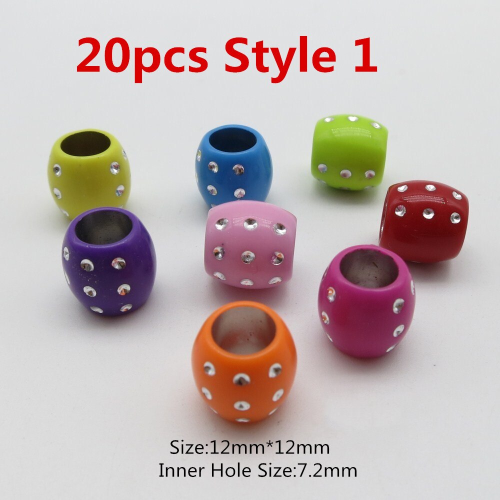 10pcs-20pcs coloured Crochet Braids hair dread dreadlock beads tube rings for Braiding Hair accessories for kids girls women: 20pcs Style 1