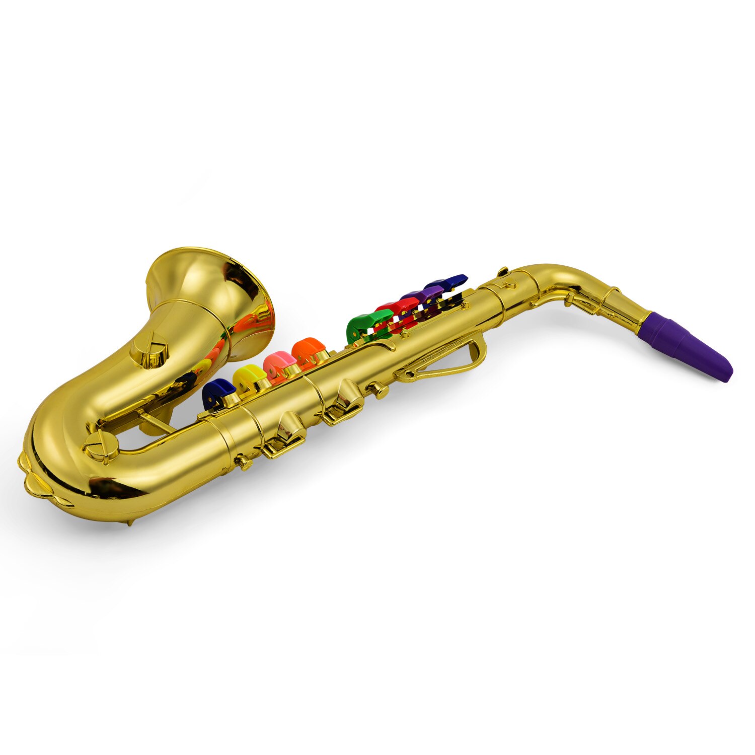 Saxofon kids gold sax musikalsk leketøy blåseinstrumenter abs metallic gold saxofon med 8 fargede taster for barn barn