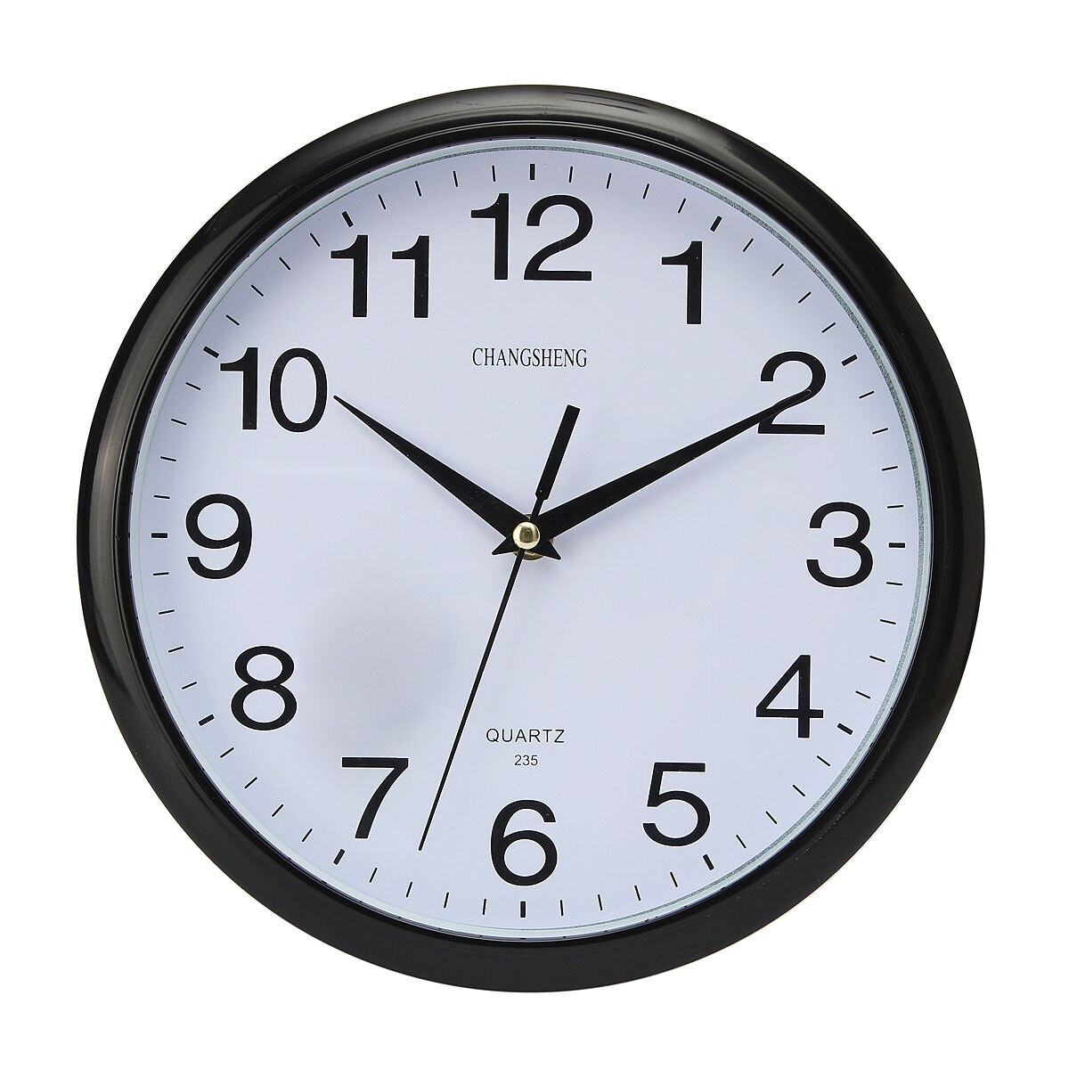 Modern 10 Inch Wall Clock for Living Room Quartz Silent Round Battery Clocks Home Accurate Wall Clock Office Home Decor: Black