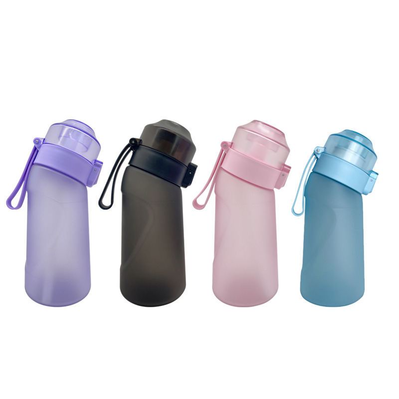 LUSQI 500 ml Luftgeschmack-Wasserflasche mit 9 Geschmacksringen, sportlicher, modischer Strohhalm für draussen-Sportaktivitäzehn