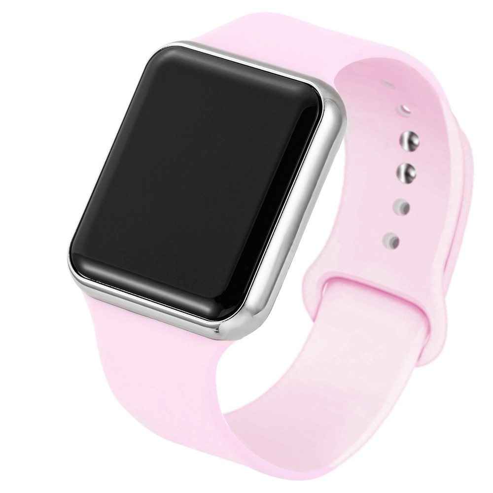 Siliconen Led Display Digitale Sport Horloges Vrouwen Sport Mode Roze Goud Dames Eenvoudige Klok Mannen Relogio Masculino Reloj Mujer: Pink-Silver