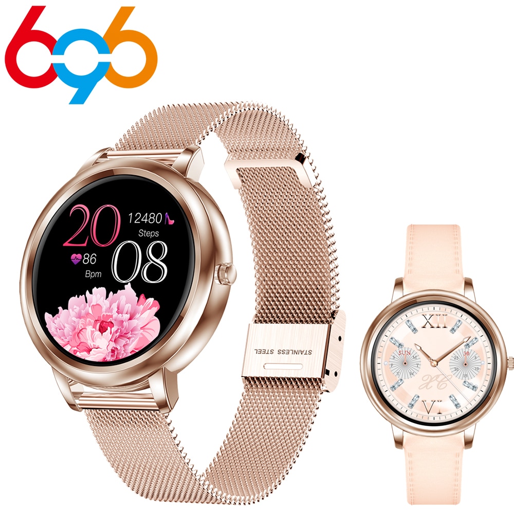 696 MK20 Vrouwen Slimme Horloge Dames Full Screen Touch Smart Horloge Stappenteller Hartslag Sleep Tracking Horloges