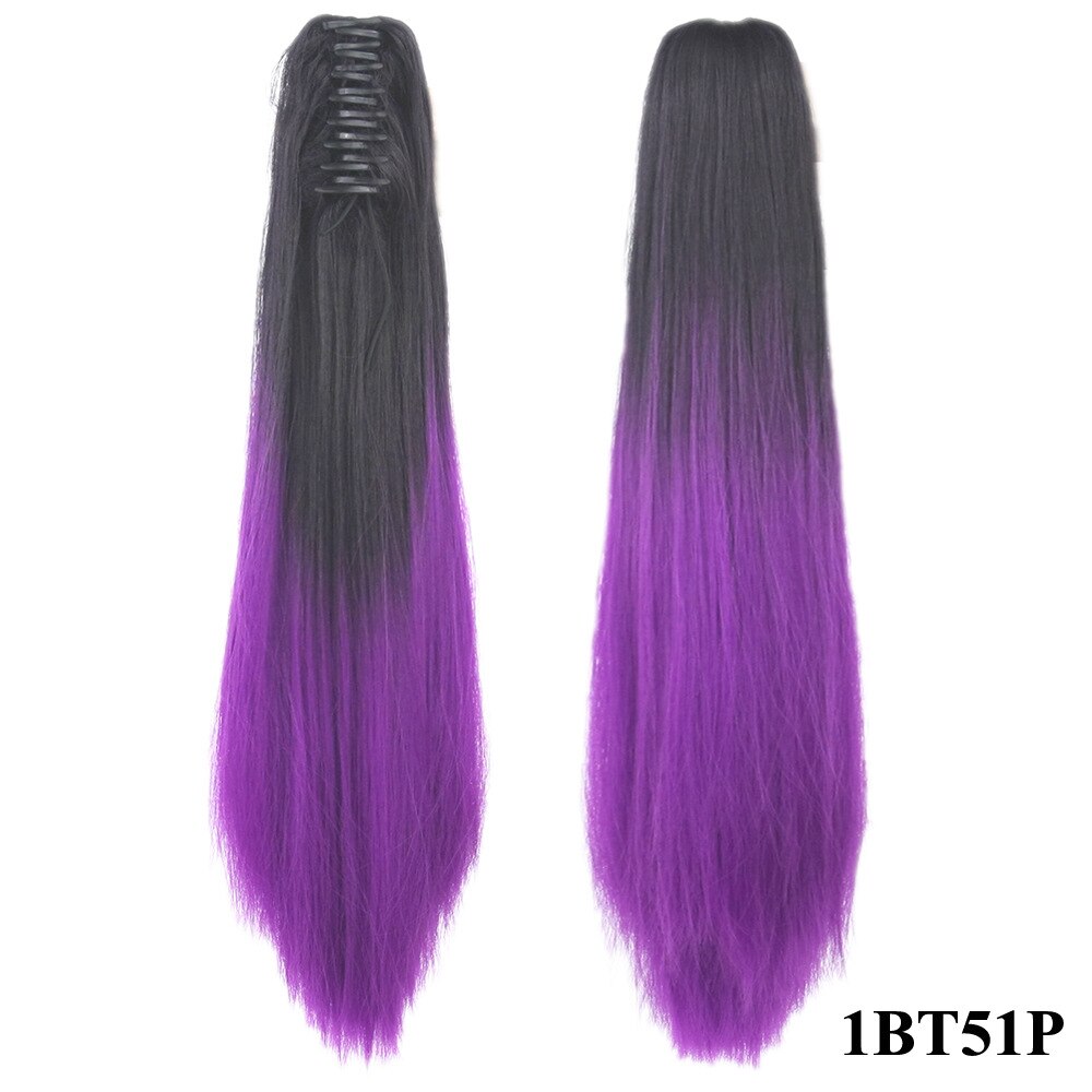 Lange Rechte Synthetische Paardenstaart Vrouwen Ombre Hair Stuk Staart Hoge Temperatuur Fiber Pony Tail Hair Extensions voor Dame: 1bt51p