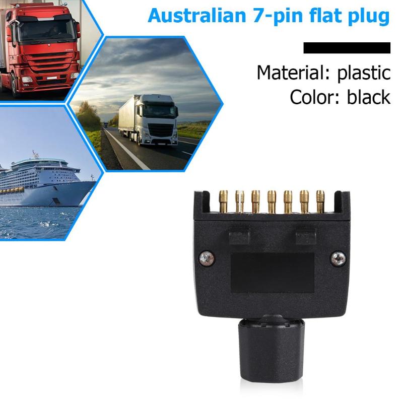 7 pin au flat han trailer stikkontakt stik adapter til rv båd lastbil velegnet til rv lastbil skib og trailer sort