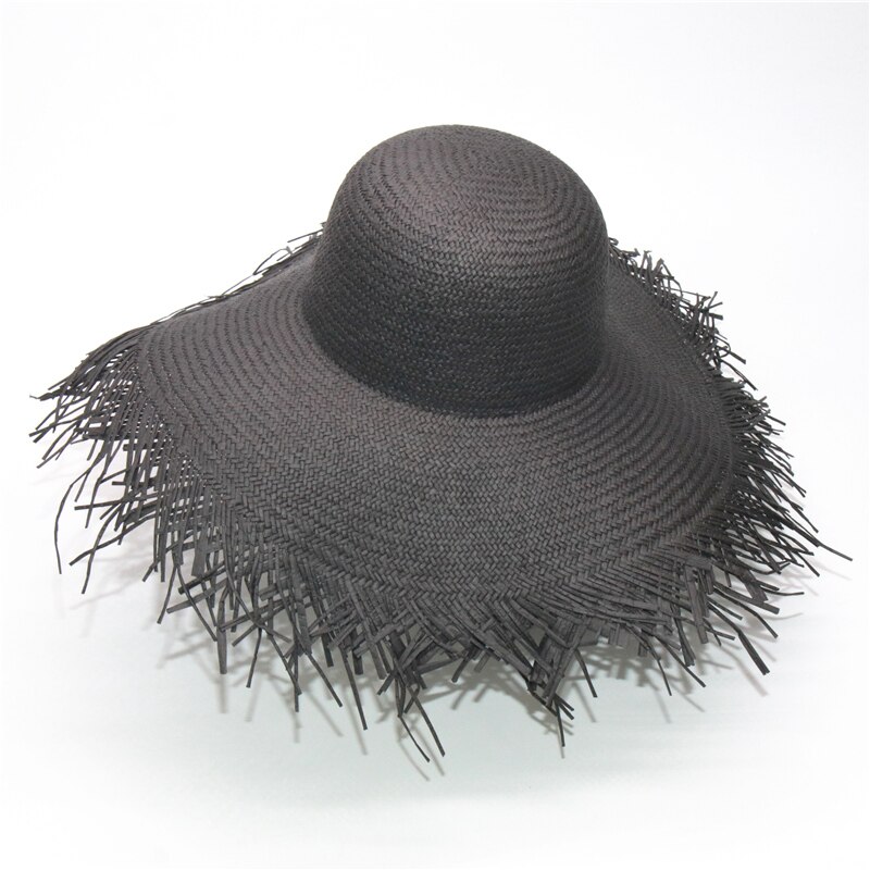 Sombreros de playa esponjosos de 9 colores para mujer, sombreros de Sol de ala ancha para verano, accesorios de playa para vacaciones, , NH967: black