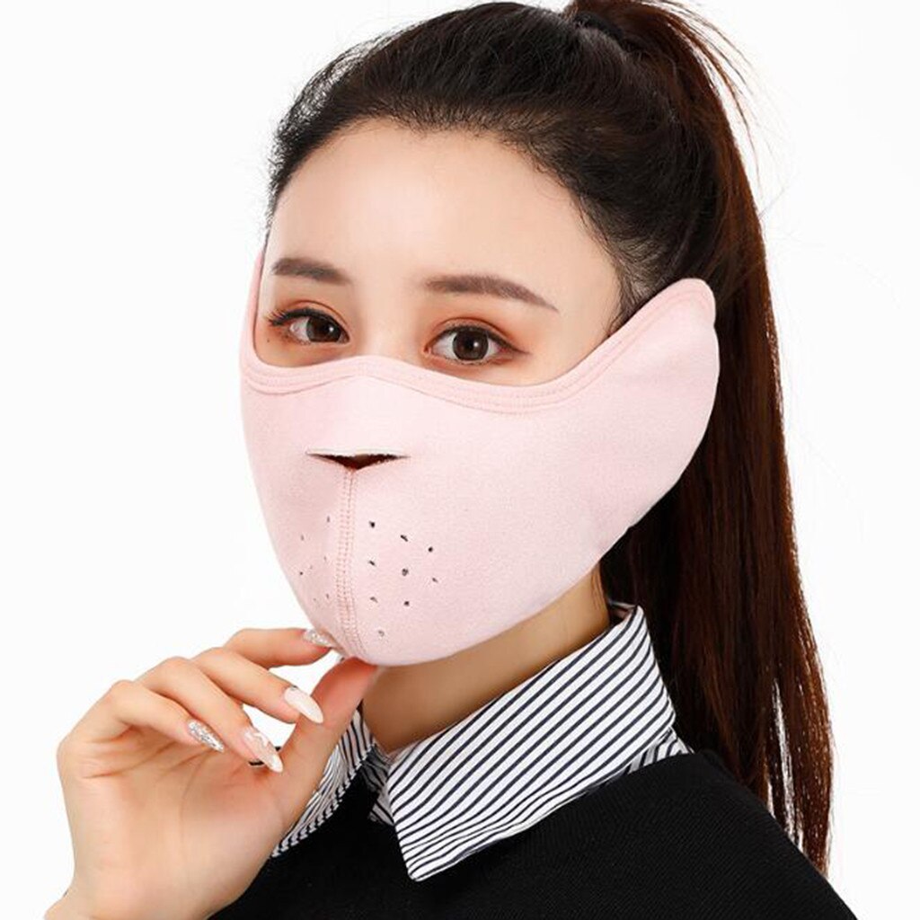 1PCAdult Cycling Face Covering Solid Color Winter Two-in-one Earmuffs Warm Mask Dustproof Coldproof Riding Mask Mascarillas