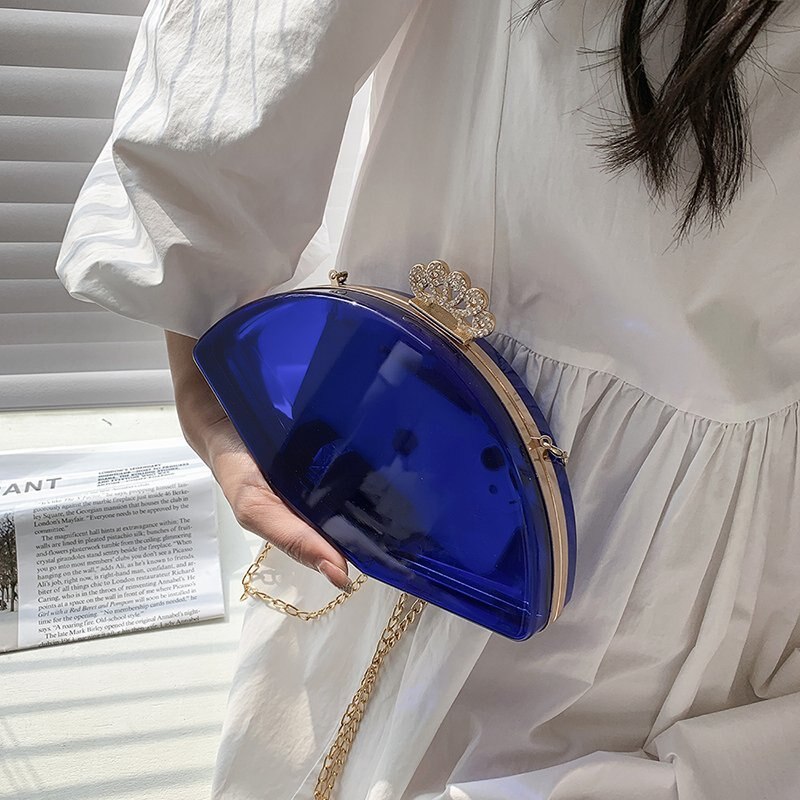 Bolso pequeño transparente de Pvc para mujer, bolsa de noche a la , de de lujo para de verano, con cadena, Color caramelo,