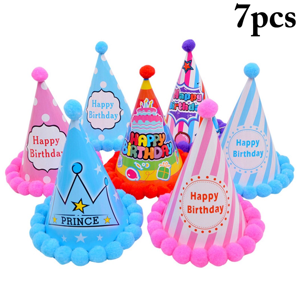 7Pcs/Set Pet Hats Dog Cat Party Birthday Hat Happy Birthday Letters Headwear Cap Hat Birthday Party Pets Accessories