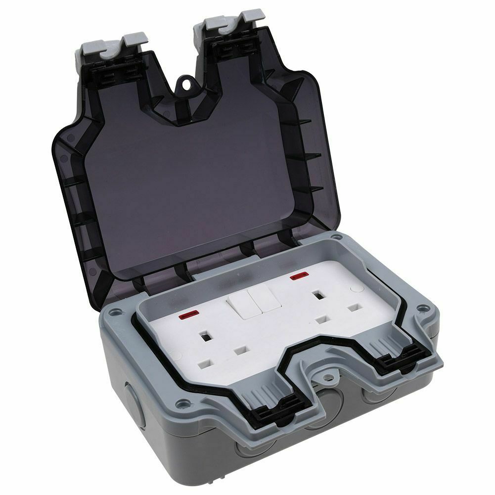 Utomhus 13a 2 gäng 3 hål vattentät storm switched socket box  ip66 vägguttag skydd box box utan stickpropp utomhusbruk