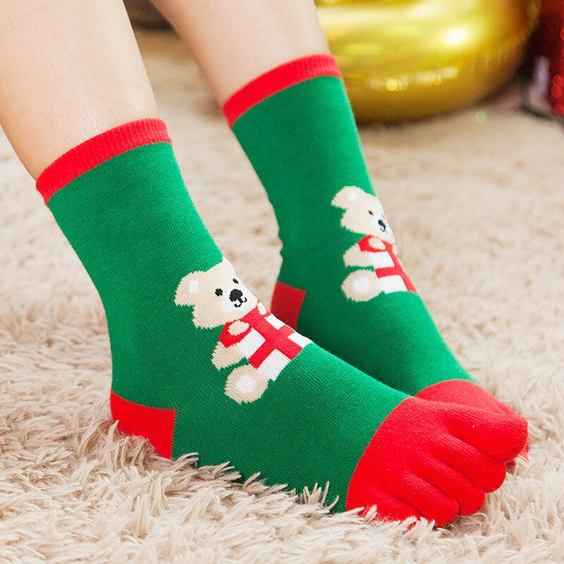 Calcetines navideños para niños de dibujos animados, calcetines de cinco dedos cálidos, cómodos y transpirables, nuevos para Otoño y Winter7-12 años