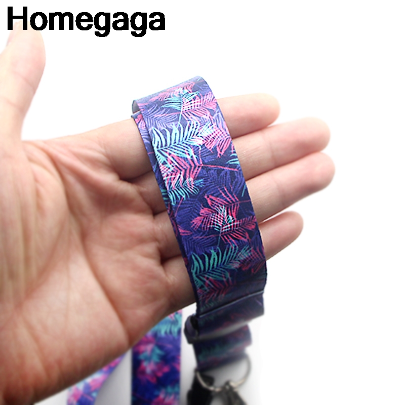 Homegaga Paarse Bloemen Bladeren Lanyards Nekkoord Id Badge Telefoon Houders Ketting Voor Sleutels Badge Houders Singels Linten D2129