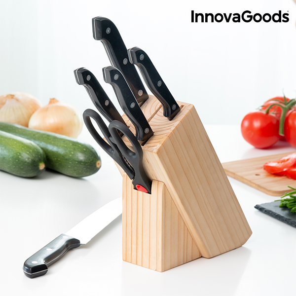 InnovaGoods Houten Messenblok Set (6 Stuks)