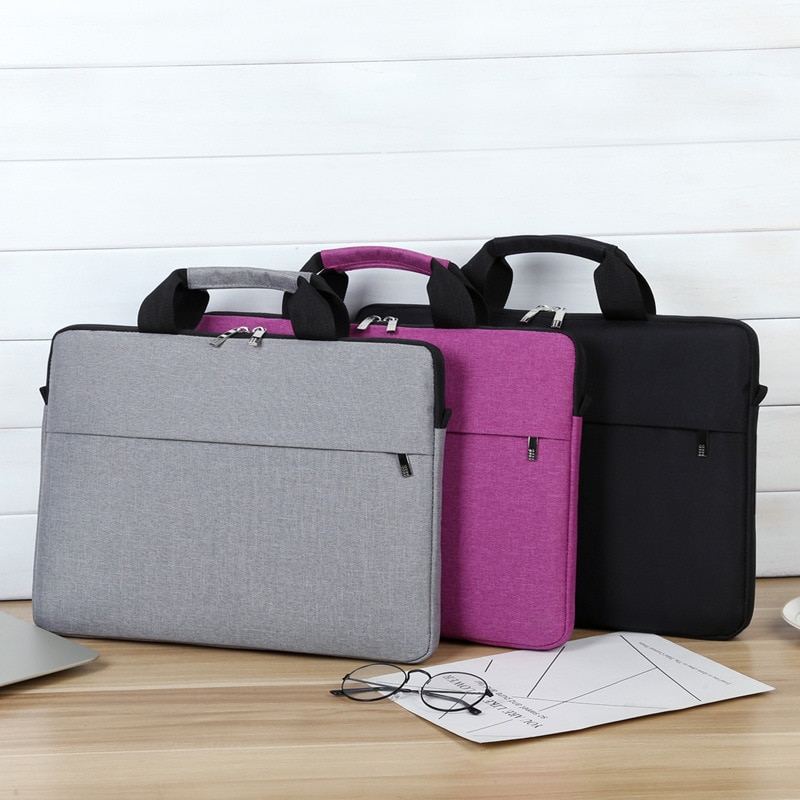 Funda para portátil de 15,6 pulgadas, bolso de mano de tela Oxford, bolsa de transporte para ordenador, bolsa de hombro púrpura, negro y gris, funda para portátil