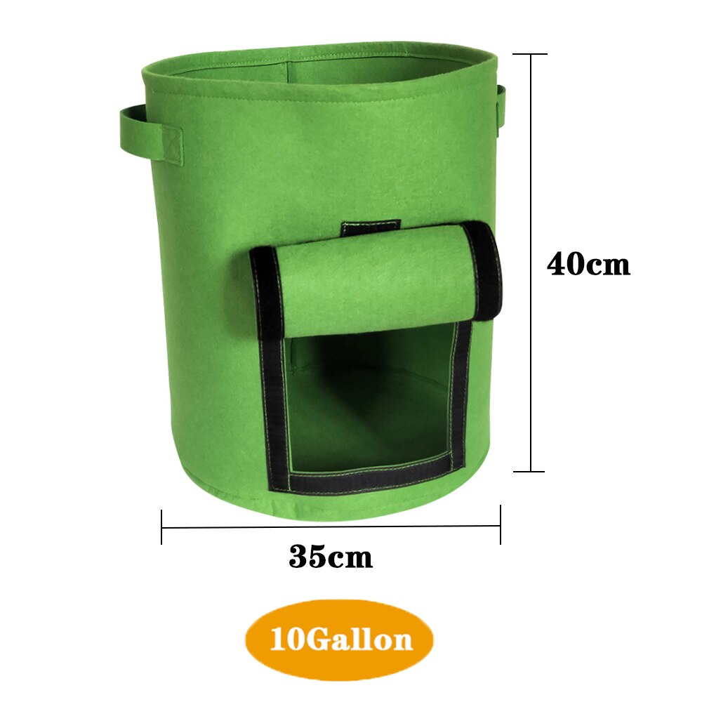 4 7 10 Gallon Garden Plant Grow Bags gardening biodegradable Nonwoven Cloth Pot Gardening Bag Vegetable,Potato Planting Grow Bag: 10 Gallon Green