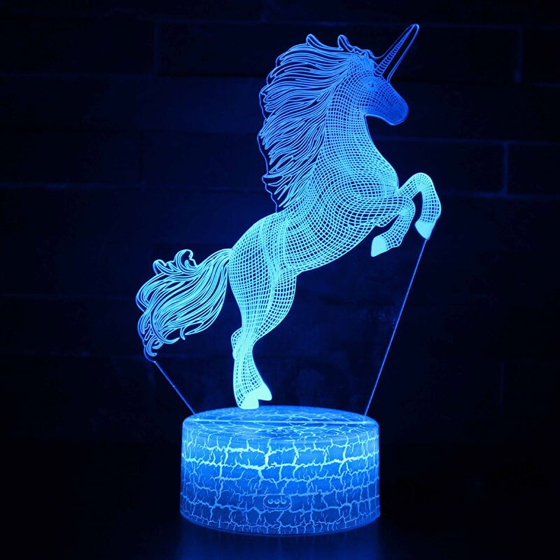 Linson 3D eenhoorn Led Licht eenhoorn Dier Lamp Led Nachtlampje USB Bureau Tafellamp Luminaria Home Decoratie Kinderen Speelgoed