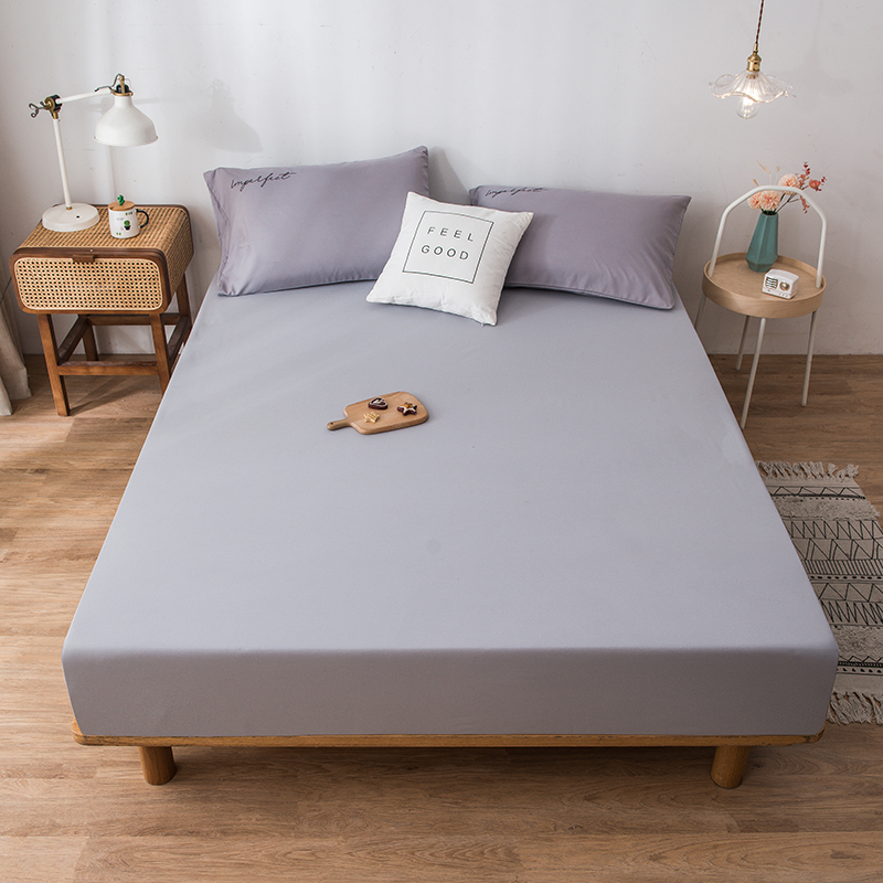 Soft Fit Waterproof Bed Sheet Mattress Cover With Elastic Band Sheets At 4 Sides（Without Pillowcase）: qian hui / 150x200x25cm