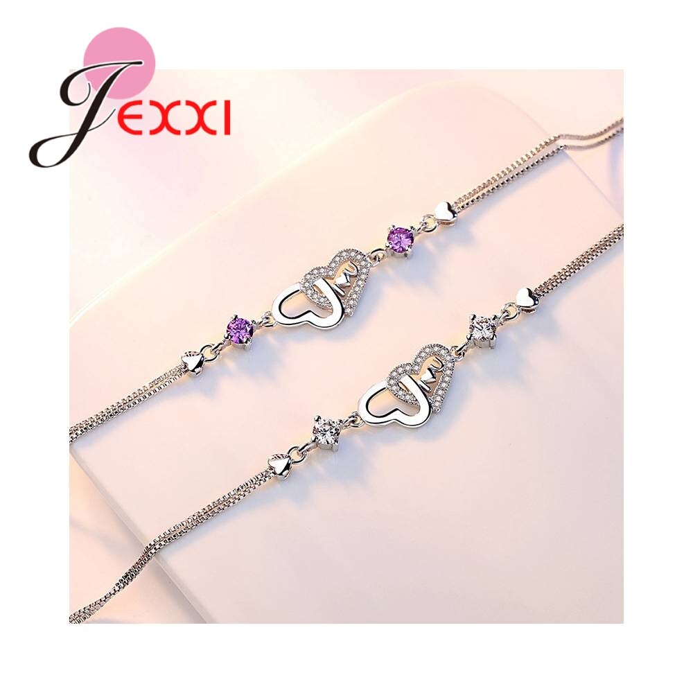 Di alta Qualità in Argento sterlina 925 Cuori A Forma di Sereno CZ Braccialetti per Le Donne di Cerimonia Nuziale Della Sposa Del Partito di Nuovo Cinturino dell'orologio migliore Regali
