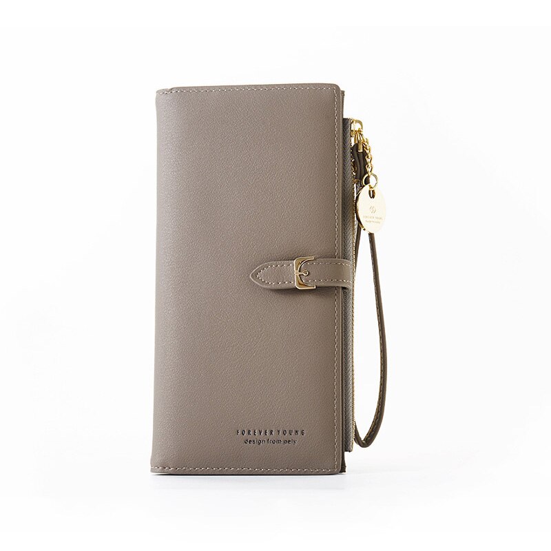 Armband Frauen Lange Brieftasche Viele Abteilungen Weibliche Brieftaschen Kupplung Dame Geldbörse Zipper Handy Tasche Karte Halter Damen Carteras: Gray