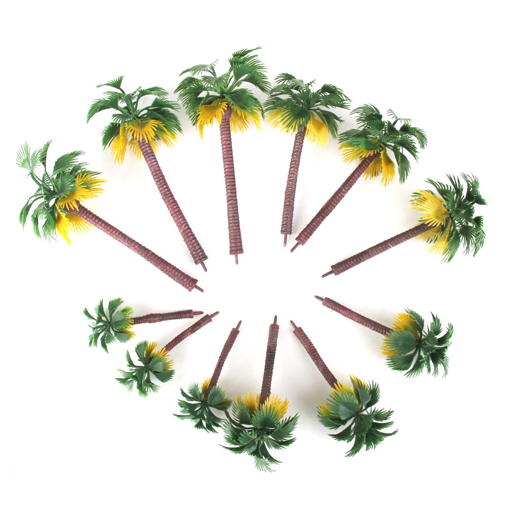 Pack of 12 Miniature Plastic Palm Trees Fairy Garden Landscape Bonsai Decor