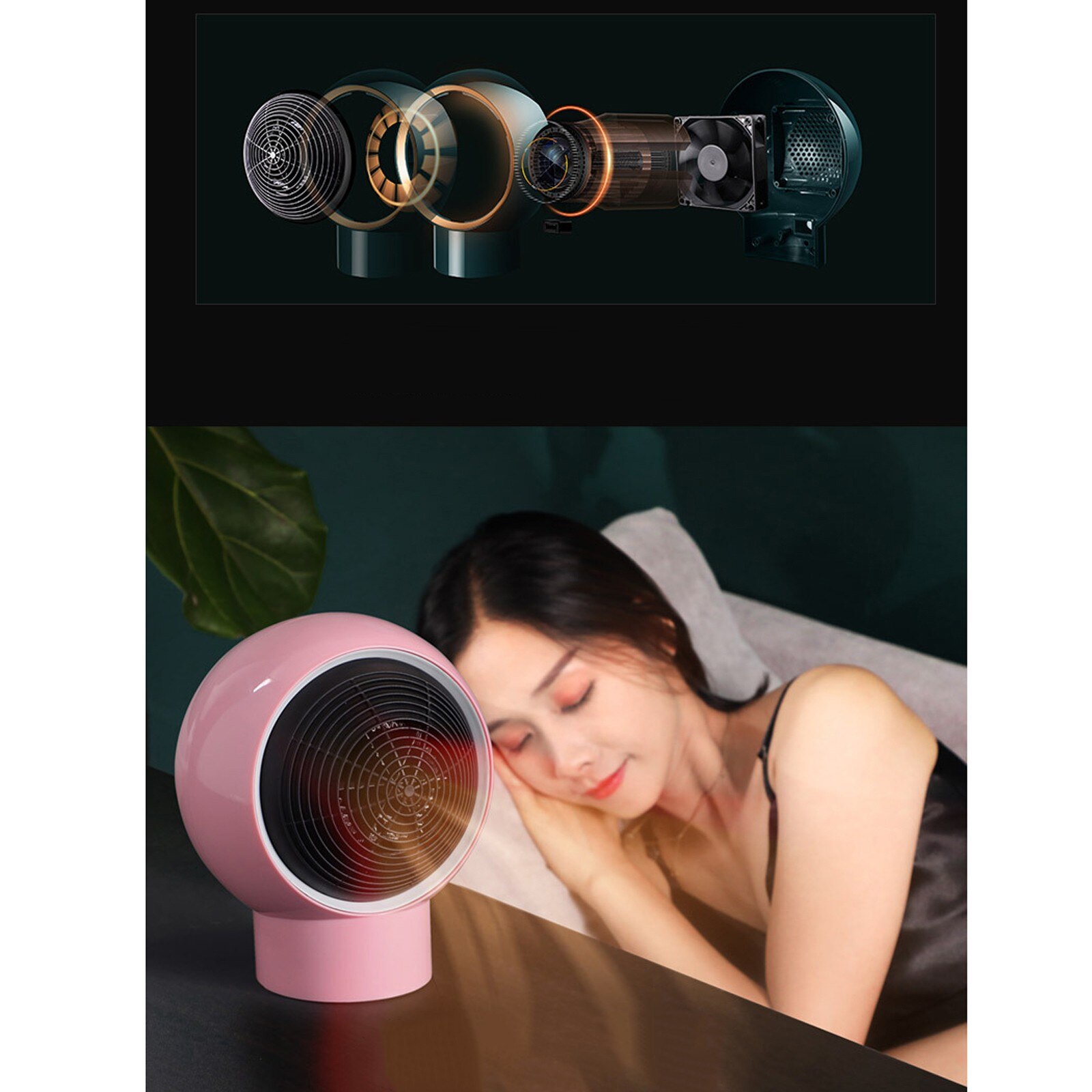 Heater home office portable mini desktop heater mini desktop heater instant heating multiple protection7.09X5.12X3.34inch