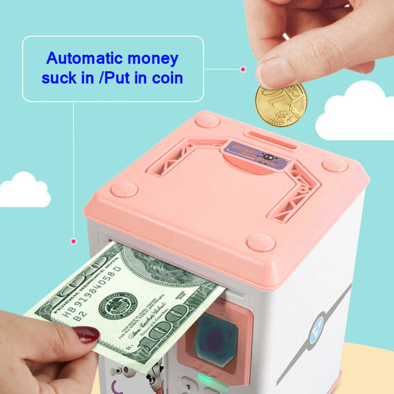 Atm Mini Spaarpot Veiligheid Wachtwoord Kauwen Coin Cash Storting Machine Cadeau Voor Kinderen Kids Elektronische Spaarpot