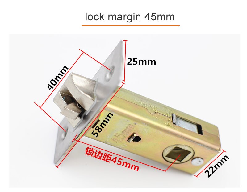 Kamer Lock Enkele Tong Slot Lichaam, Marge 50Mm, Deurslot Reparatie Onderdelen, Bathroon Deur Hardware: Margin 45mm