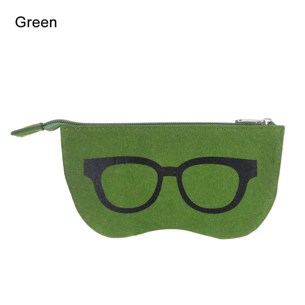 1pc unisex filt briller taske solbriller taske boks portatives blød lynlås soleil lunettes de soleil beskytter solbriller pose: Grøn