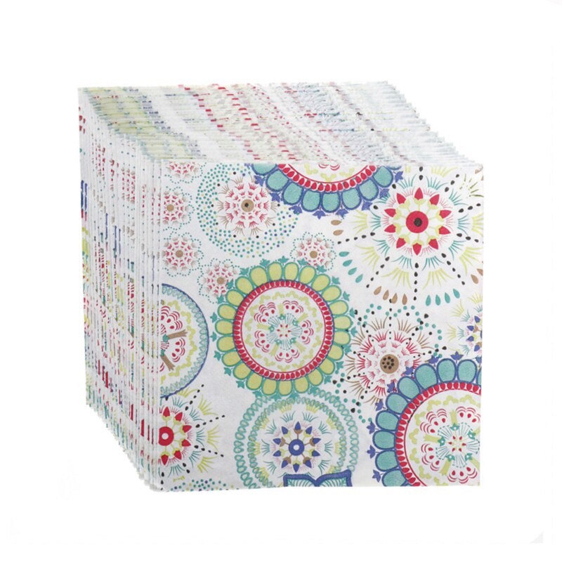 20 Stks/set Servetten Papier Ronde Bloem Patroon Decoupage Servet Papieren Tissue Voor Xmas Wedding Decor Party Tafel Levert