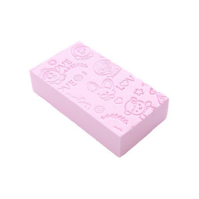 Bad svamp spets tryckt skrubb dusch baby bad skrubber exfolierande skönhet hudvård svamp ansiktsrengöring spa badboll 1pc: Rosa