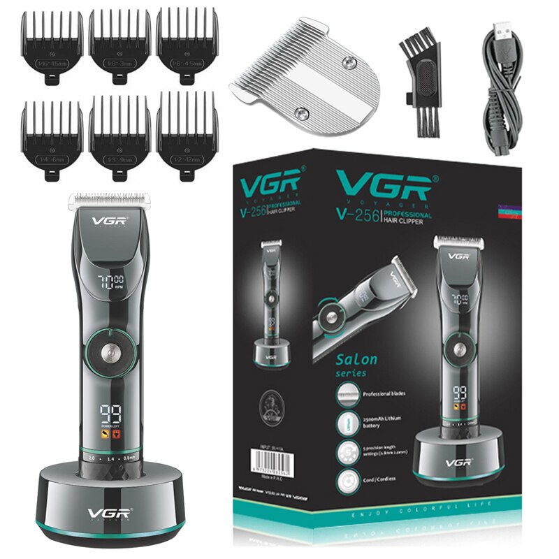 VGR-cortadora de pelo para barbería, 15 velocidades de Motor, cortadora de barba para hombres, Máquina para cortar cabello eléctrica: YELLOW