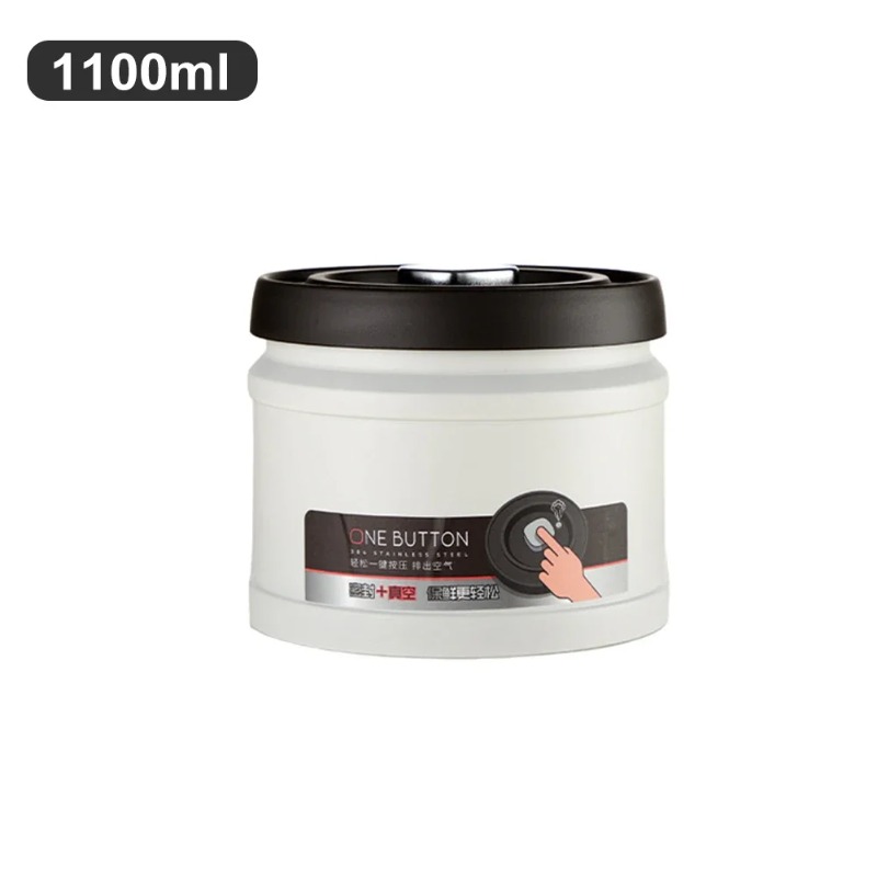 1100/1600 ml Koffieboon Vacuüm Verzegelde Tank Roestvrij Staal Vacuüm Opbergdoos Druk Type Koffiebonen Thee Verzegelde Kan keuken Gebruik: green