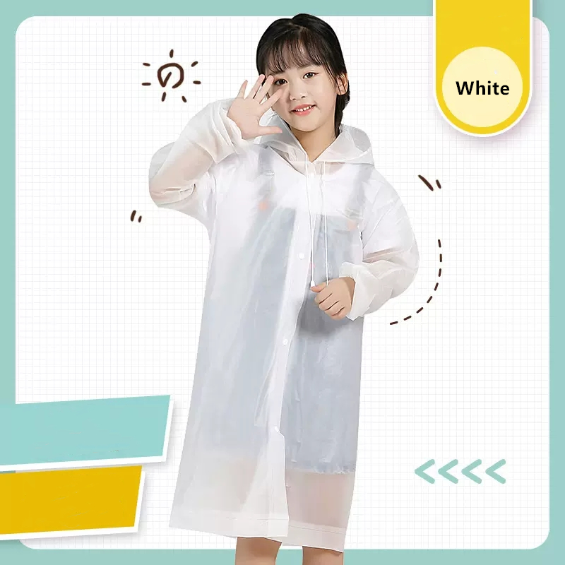 EVA Children Raincoat Thickened Waterproof Rain Coat Kids Clear Transparent Tour Waterproof Rainwear Student travel Rain Poncho: Red