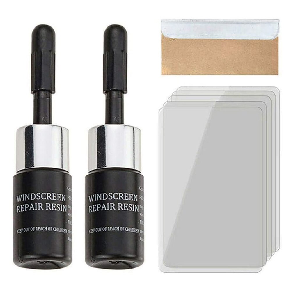 DIY Window Repair Tools Windscreen Glass Scratch Crack Restore Window Screen Resin+blade+strips Car Windshield Repair Tool: White