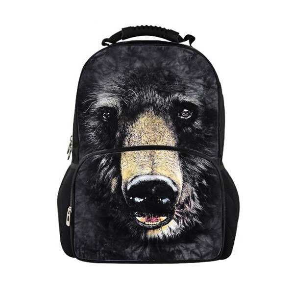 TWOHEARTSGIRL Cool 3d Wolf Print Backpack for Men Big Boys Animal Backpack Student Laptop Bagpack Travel Rucksack Felt Fabric: Z2282A