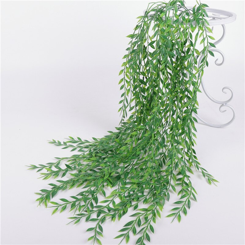 Artificial Willow Leaves Faux Foliage Plastic Greenery Garland Wall Porch Patio Arch Balcony Basket Garden Party Wedding Decor