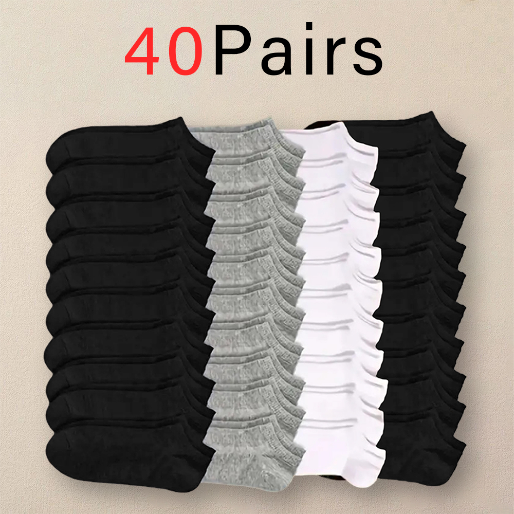 10/20/40 pares de calcetines náuticos para hombre, calcetines deportivos de negocios con absorción de sudor para verano y otoño, calcetines tobilleros versátiles de Color sólido: Beige