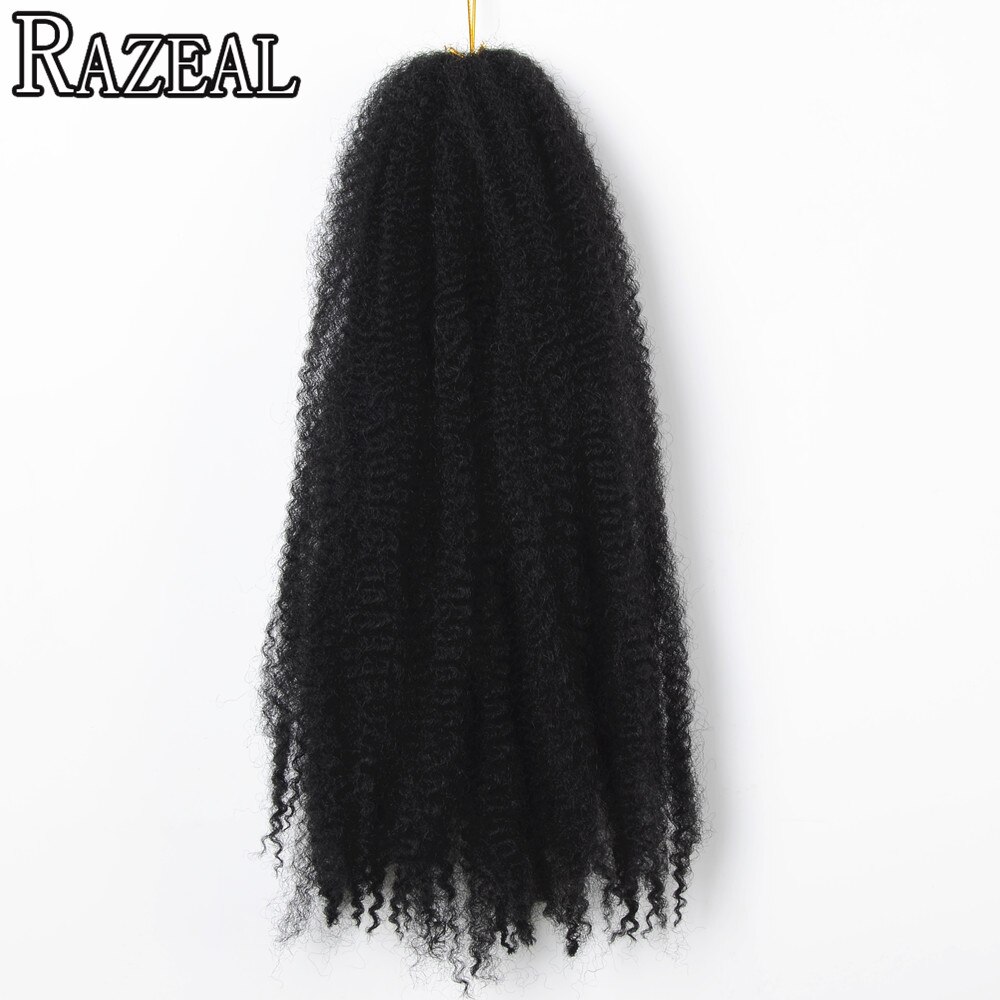 Razeal 5 pakker 18 " afro kinky marley fletninger hår hæklede fletninger syntetisk fletning hår extensions høj temperatur fiber: #1b