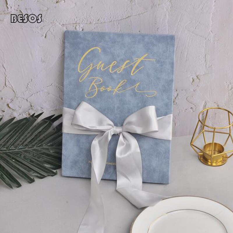 Signo de estilo europeo de terciopelo en este libro de firma de boda y Simple 22 páginas libre para firmar B0029M