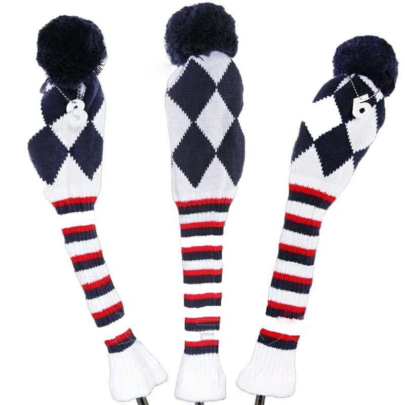 Fairway Metaal Hout Rood/Zwarte Golf Headcover Knit Pom Head Cover Set Duurzaam Slijtvast EDF88
