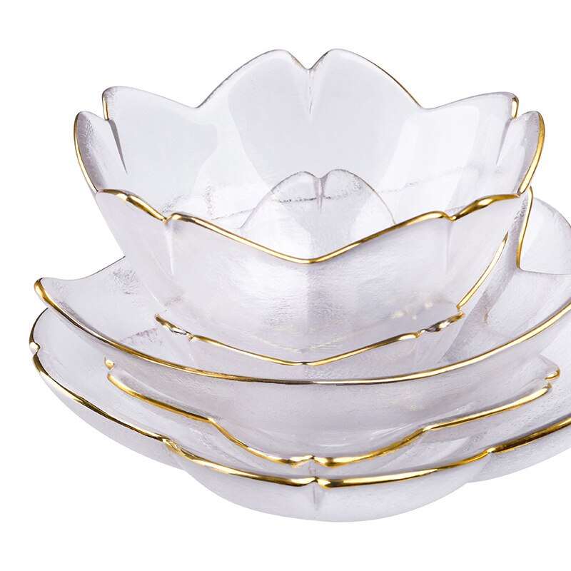 Japanese Style Cherry Blossom Dish Handmade Transparent Glass Snack Dip Bowl Matte Phnom Penh Dish Household Tableware