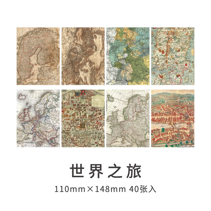 Vintgae Material Paper Antique Old Map English manuscript Background Paper DIY scrapbook album DIY diary decoration Craft Paper: 7