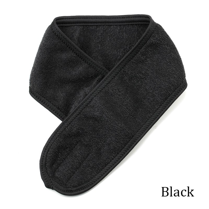 Ögonfransförlängning spa ansikts pannband smink wrap huvud frotté pannband stretch handduk med magic paste makeup hårband: Svart
