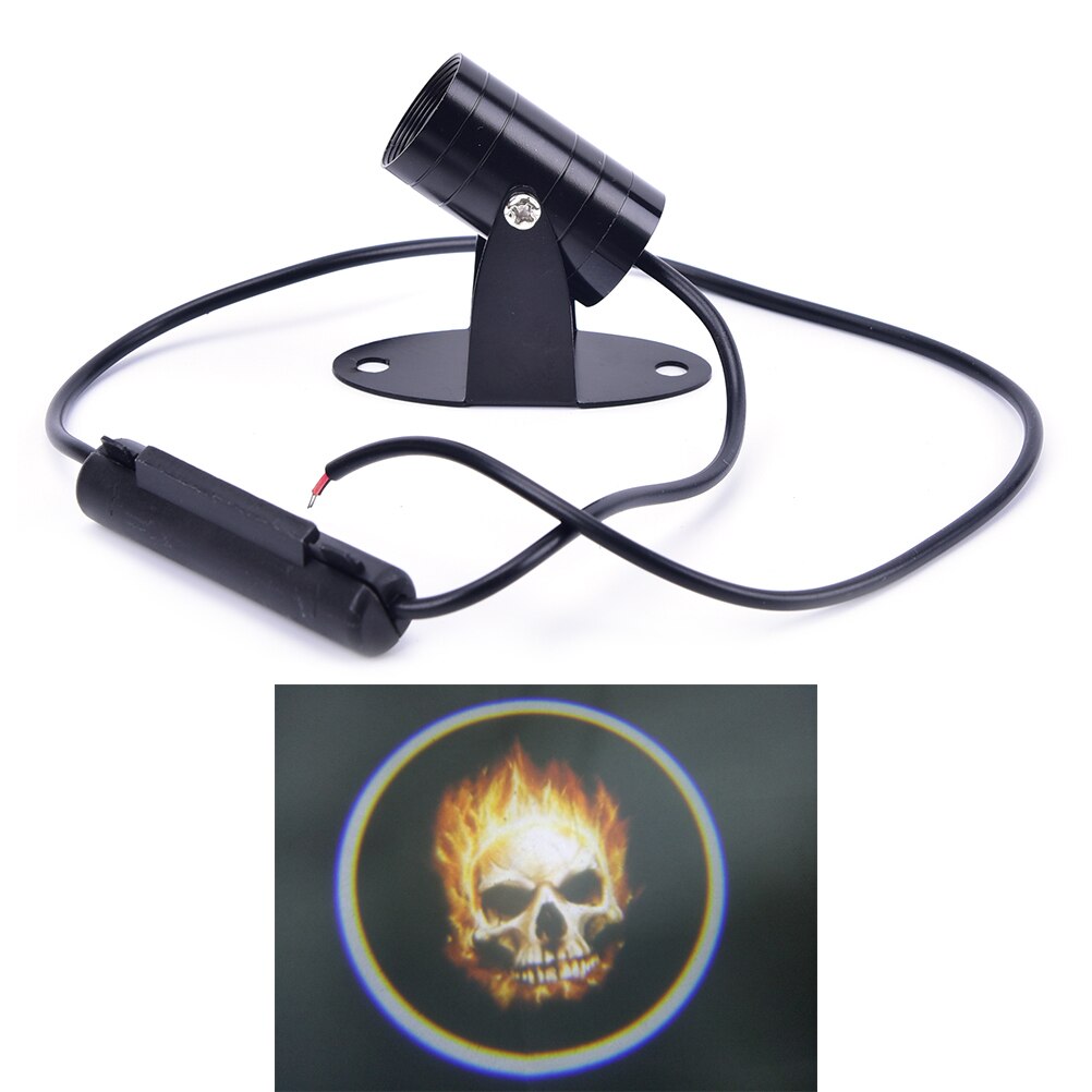 1PC 3D Ghost Rider Flaming Skull Badge Emblem Projection LED Light