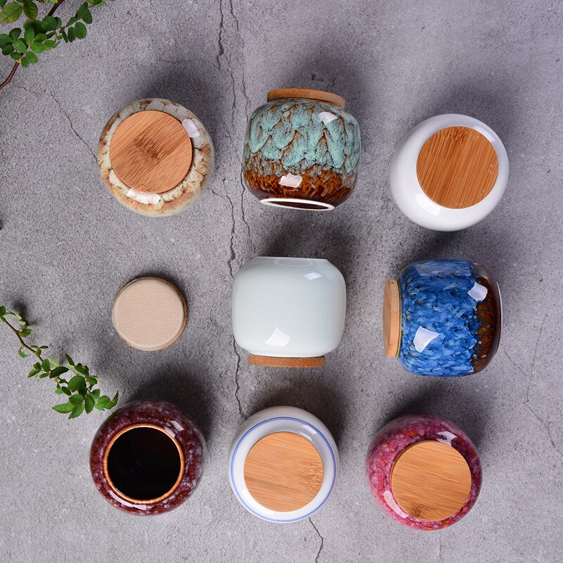 Céramique cuisine boîte à thé rétro Fission couleur thé Caddies conteneurs voyage boîte de rangement pot en porcelaine pour pot de café en poudre ZM720